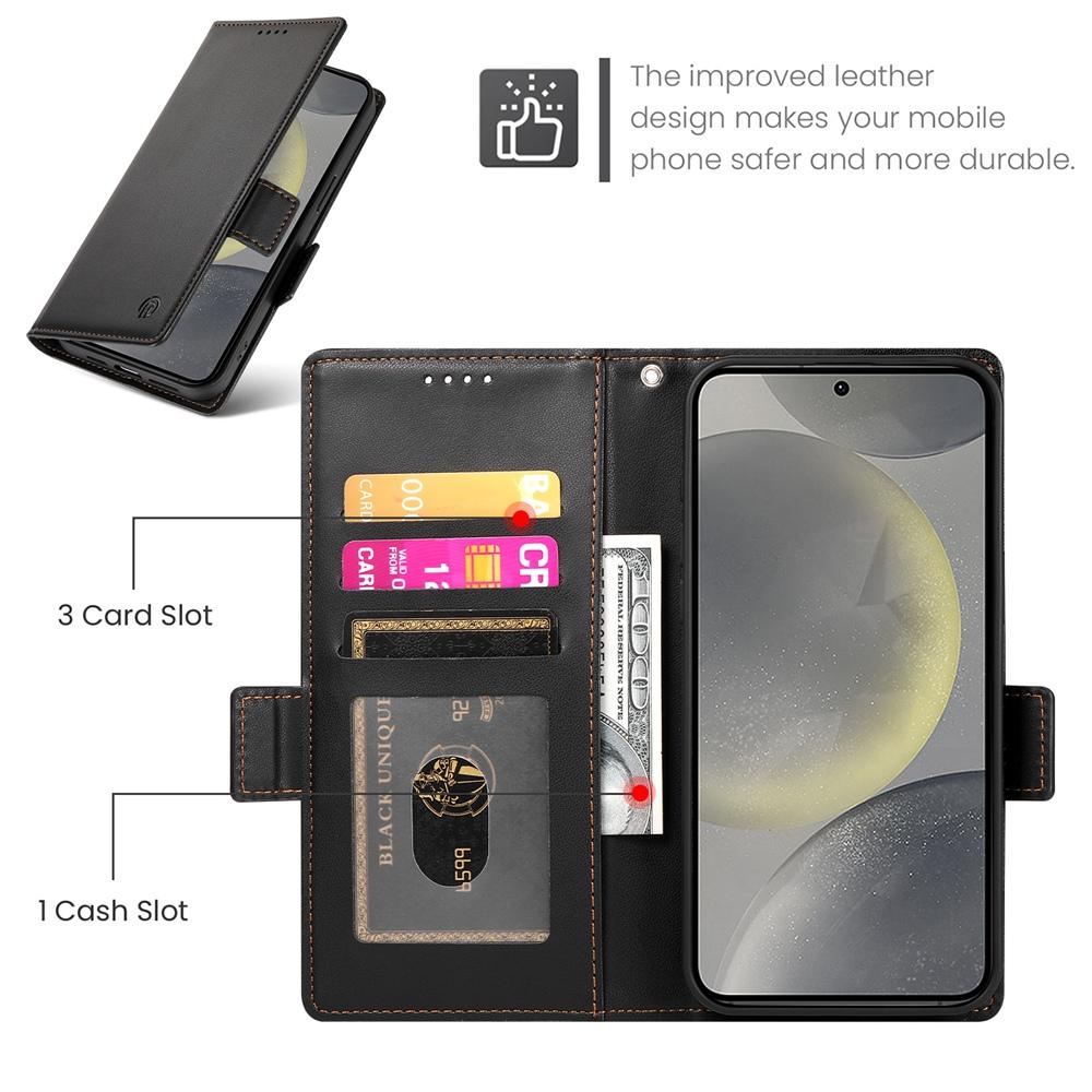 Samsung Galaxy S25 5G Magnetic Leather Wallet Case with Card Slots, Stand Function & Full Protection