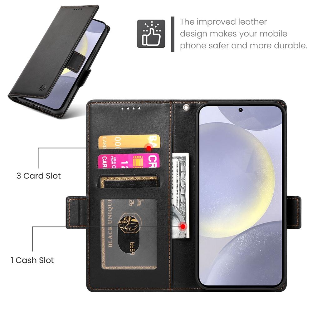 Samsung Galaxy S25+ 5G Magnetic Leather Wallet Case with Card Slots, Stand Function & Full Protection