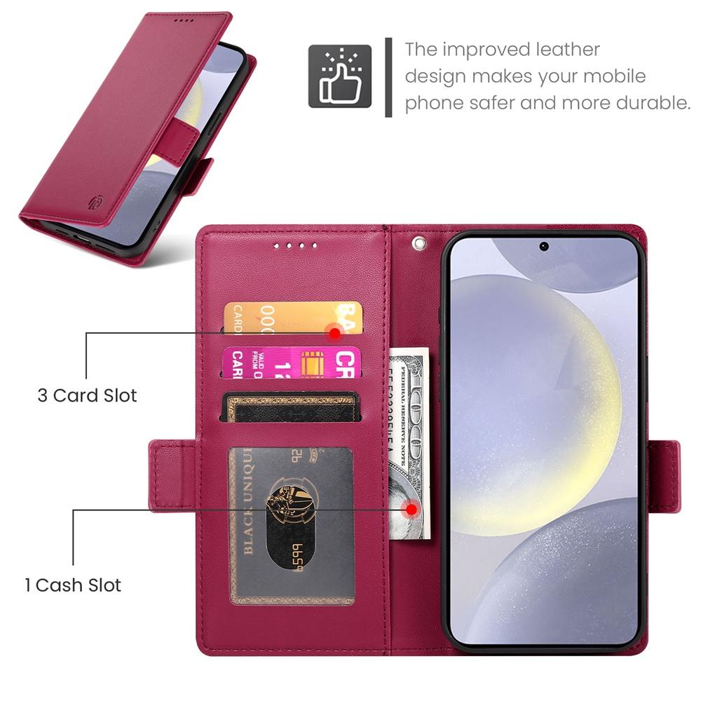 Samsung Galaxy S25+ 5G Magnetic Leather Wallet Case with Card Slots, Stand Function & Full Protection