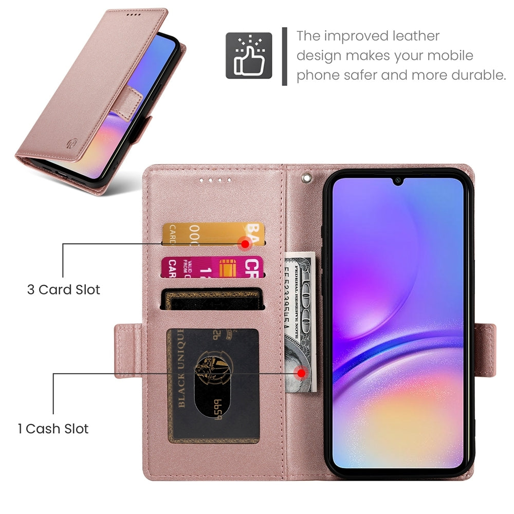 Samsung Galaxy A05 Magnetic Leather Wallet Case with Card Slots, Stand Function & Full Protection