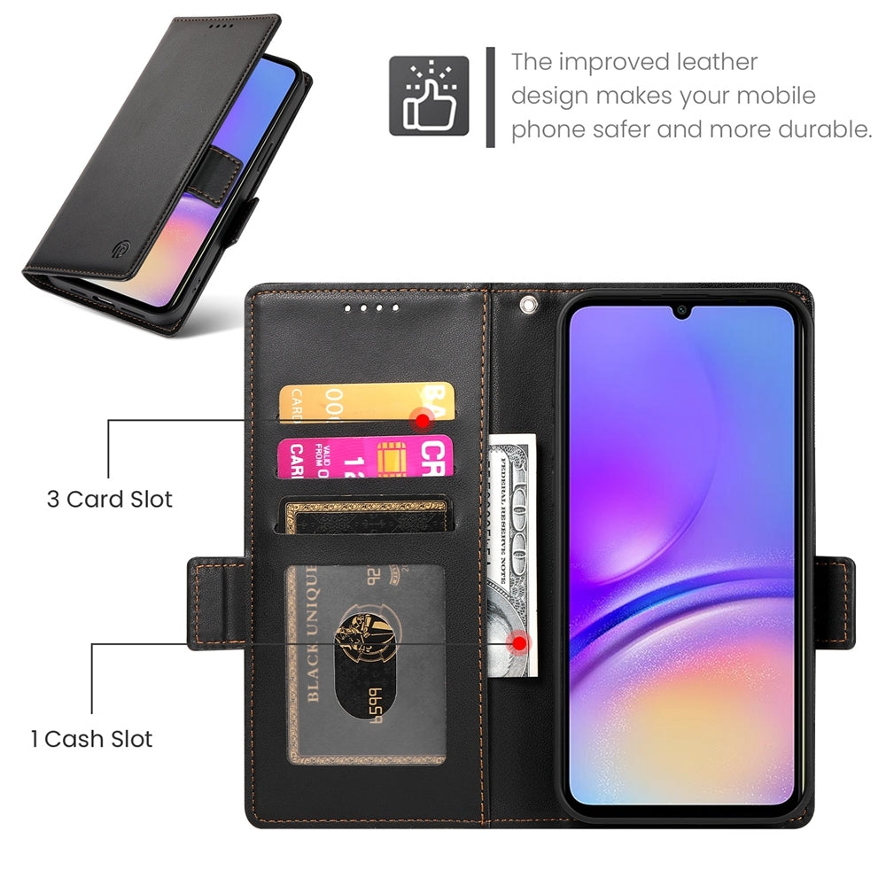 Samsung Galaxy A05 Magnetic Leather Wallet Case with Card Slots, Stand Function & Full Protection