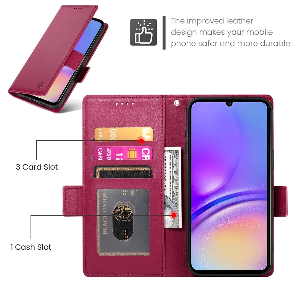 Samsung Galaxy A05 Magnetic Leather Wallet Case with Card Slots, Stand Function & Full Protection