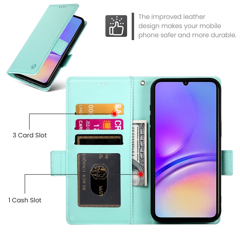Samsung Galaxy A05 Magnetic Leather Wallet Case with Card Slots, Stand Function & Full Protection
