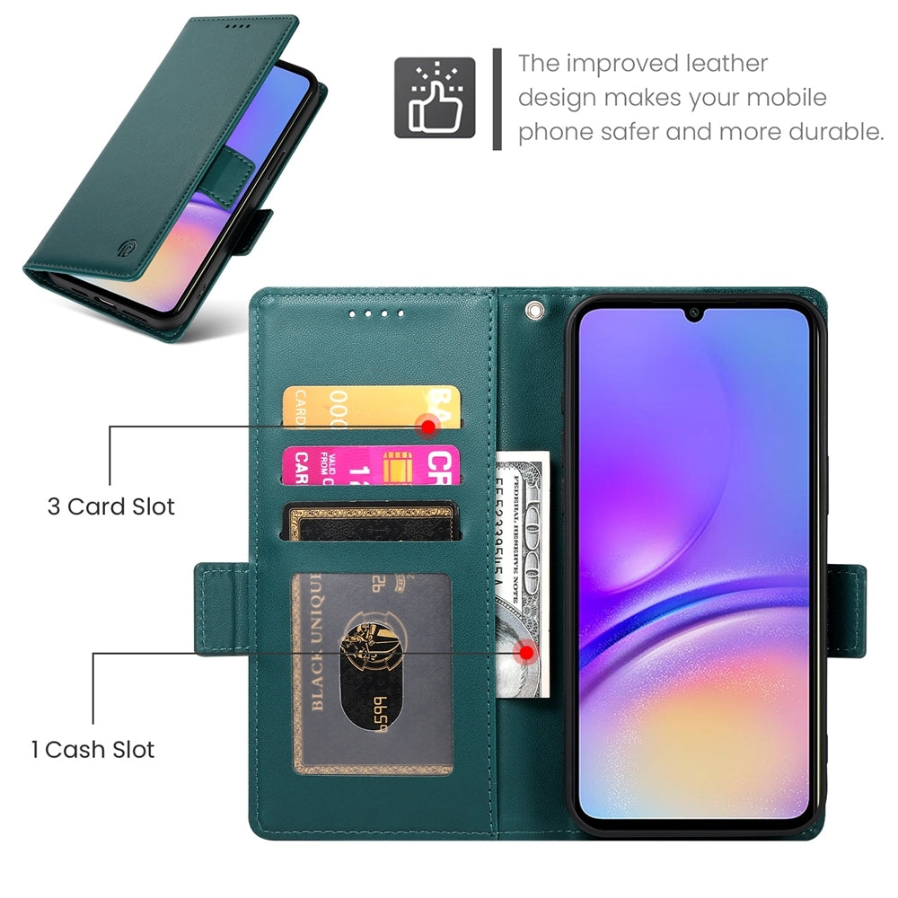 Samsung Galaxy A05 Magnetic Leather Wallet Case with Card Slots, Stand Function & Full Protection
