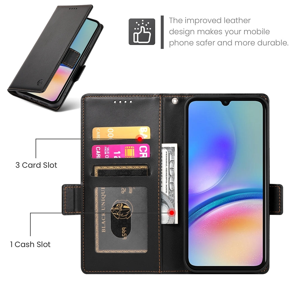 Samsung Galaxy A05s Magnetic Leather Wallet Case with Card Slots, Stand Function & Full Protection