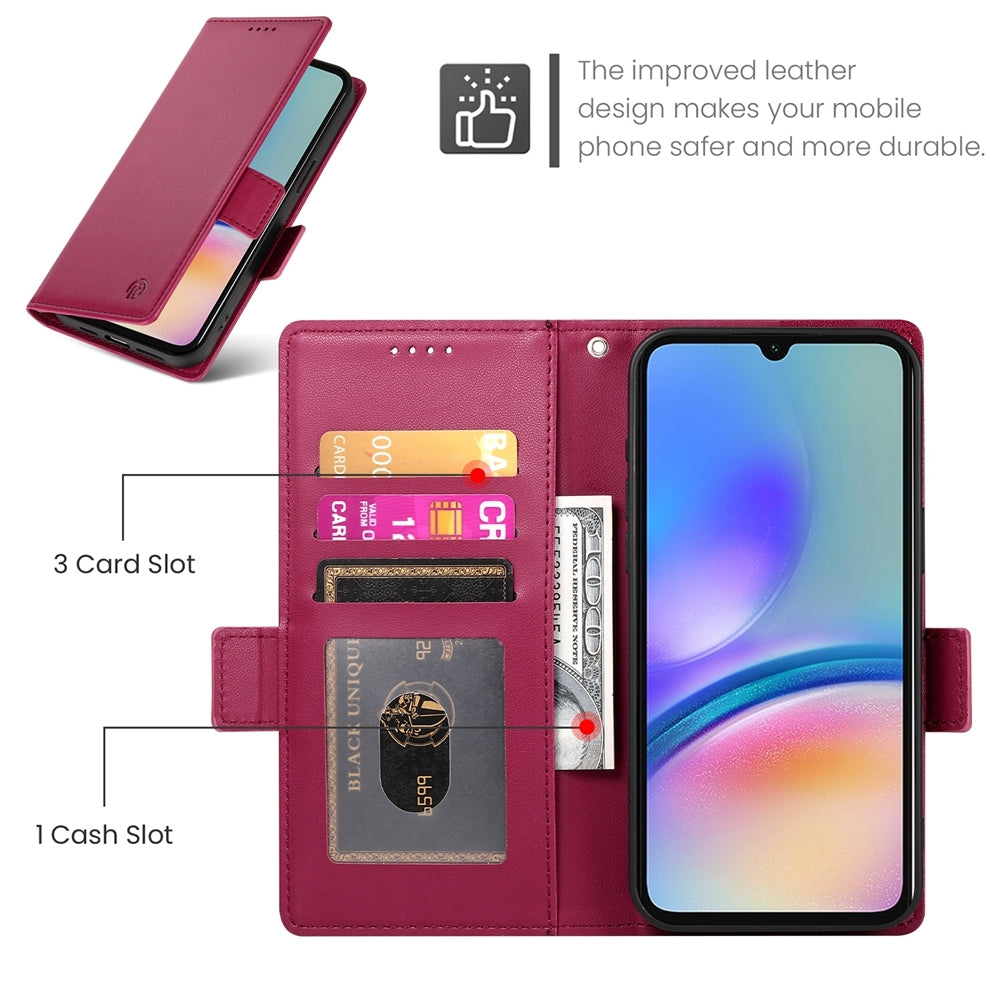 Samsung Galaxy A05s Magnetic Leather Wallet Case with Card Slots, Stand Function & Full Protection