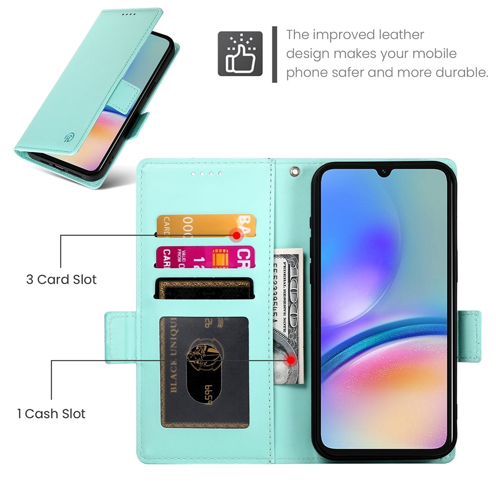 Samsung Galaxy A05s Magnetic Leather Wallet Case with Card Slots, Stand Function & Full Protection