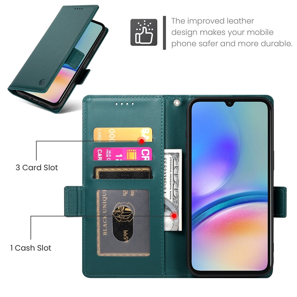 Samsung Galaxy A05s Magnetic Leather Wallet Case with Card Slots, Stand Function & Full Protection