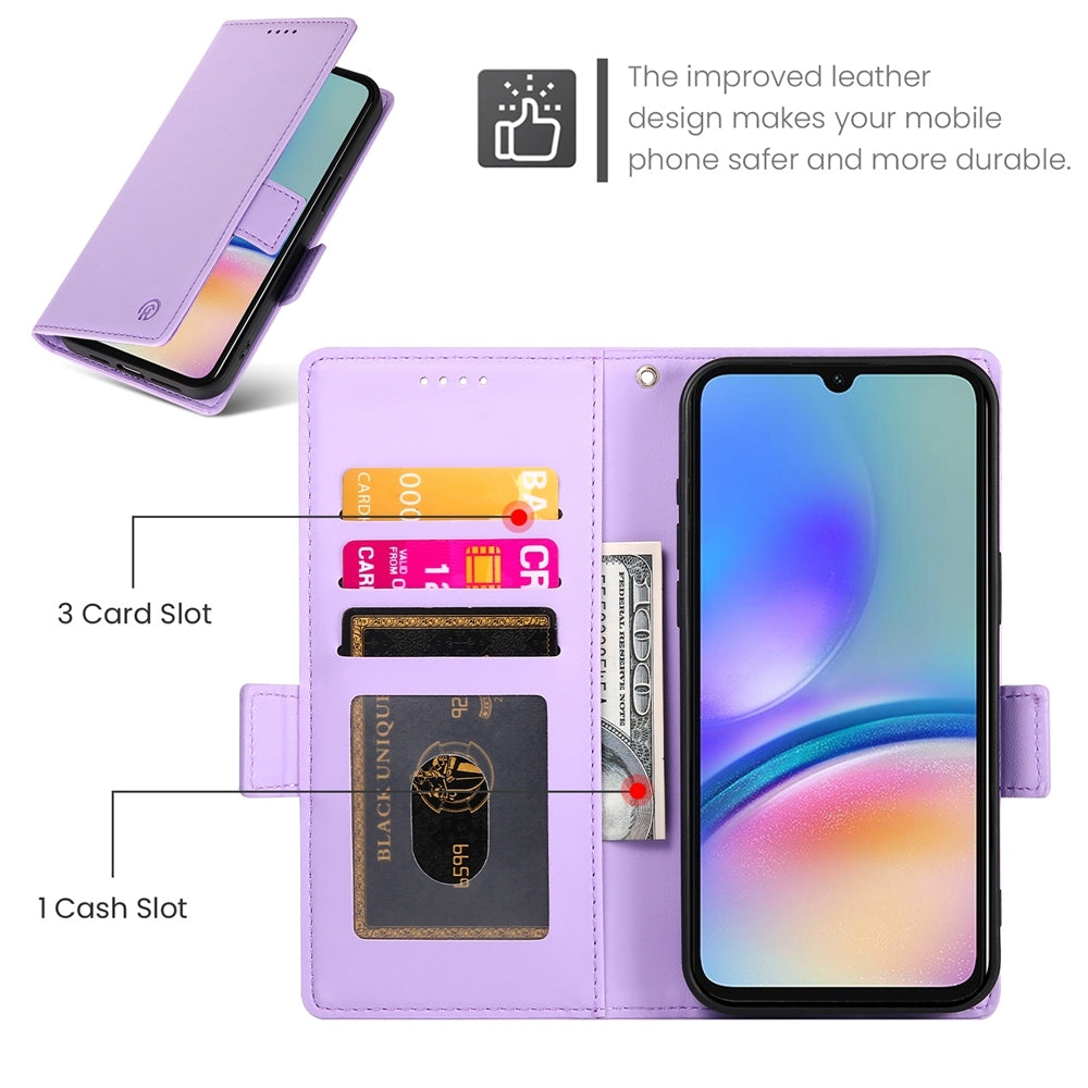 Samsung Galaxy A05s Magnetic Leather Wallet Case with Card Slots, Stand Function & Full Protection