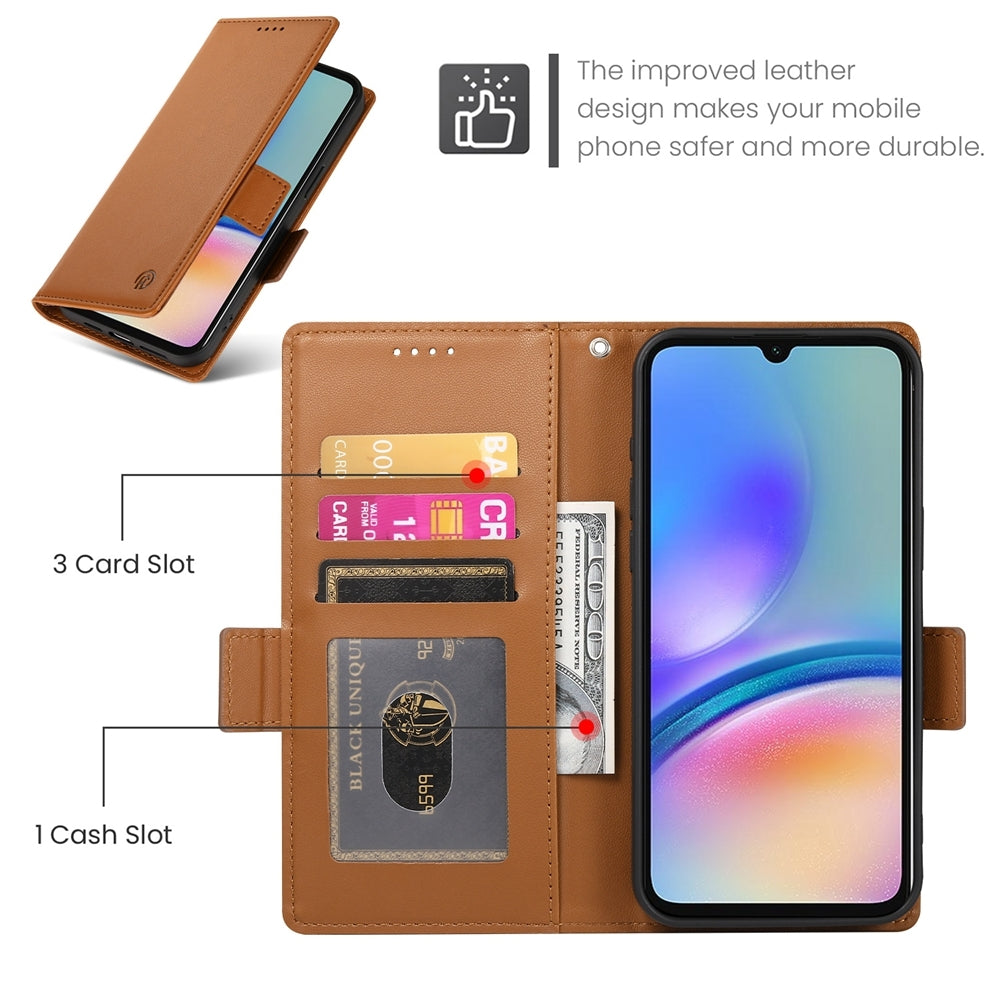 Samsung Galaxy A05s Magnetic Leather Wallet Case with Card Slots, Stand Function & Full Protection