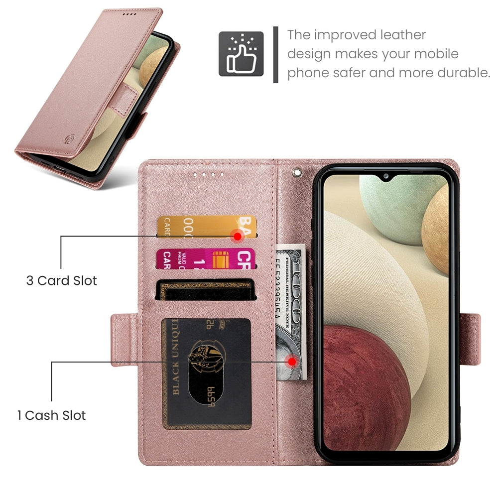 Samsung Galaxy A12 5G Magnetic Leather Wallet Case with Card Slots, Stand Function & Full Protection