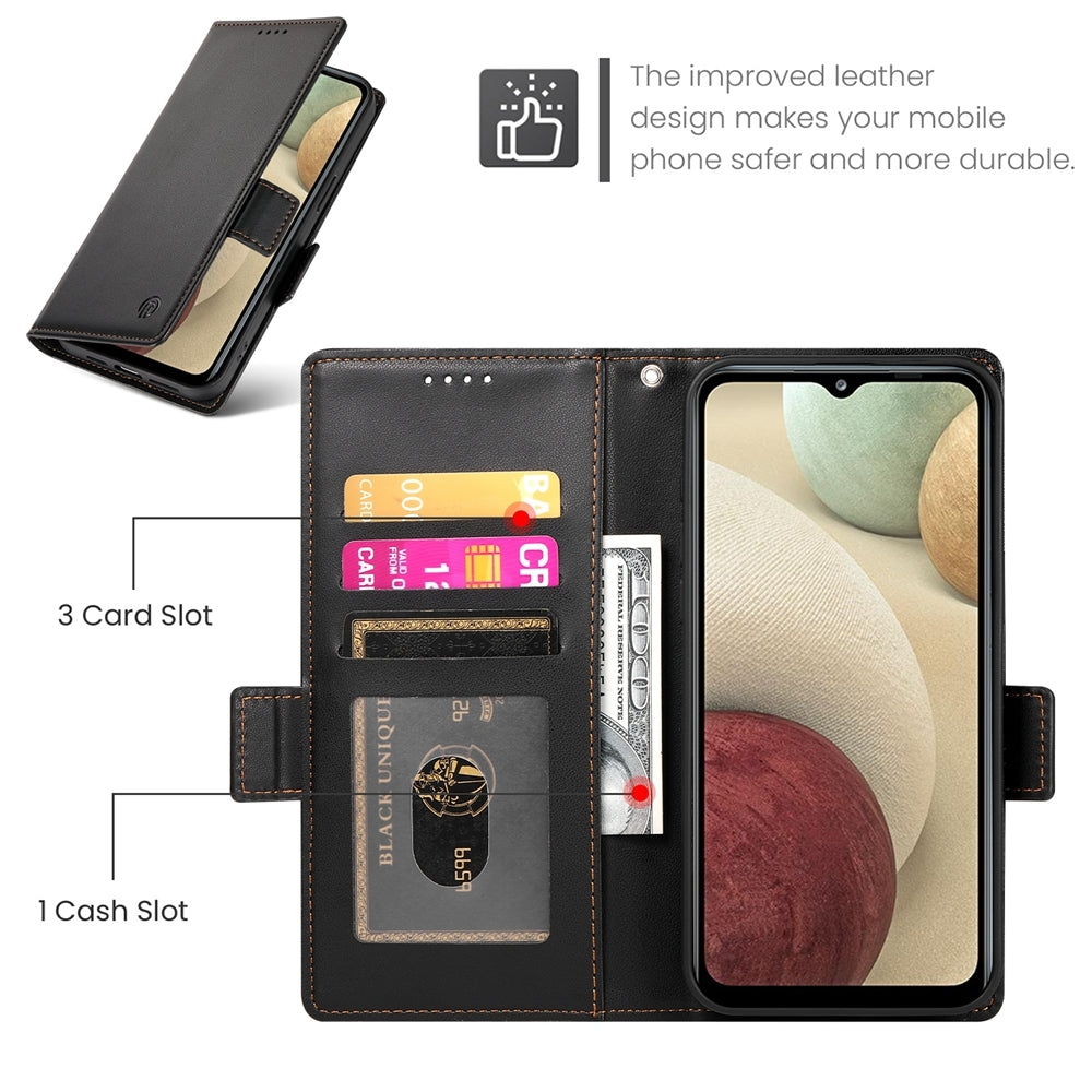 Samsung Galaxy A12 5G Magnetic Leather Wallet Case with Card Slots, Stand Function & Full Protection