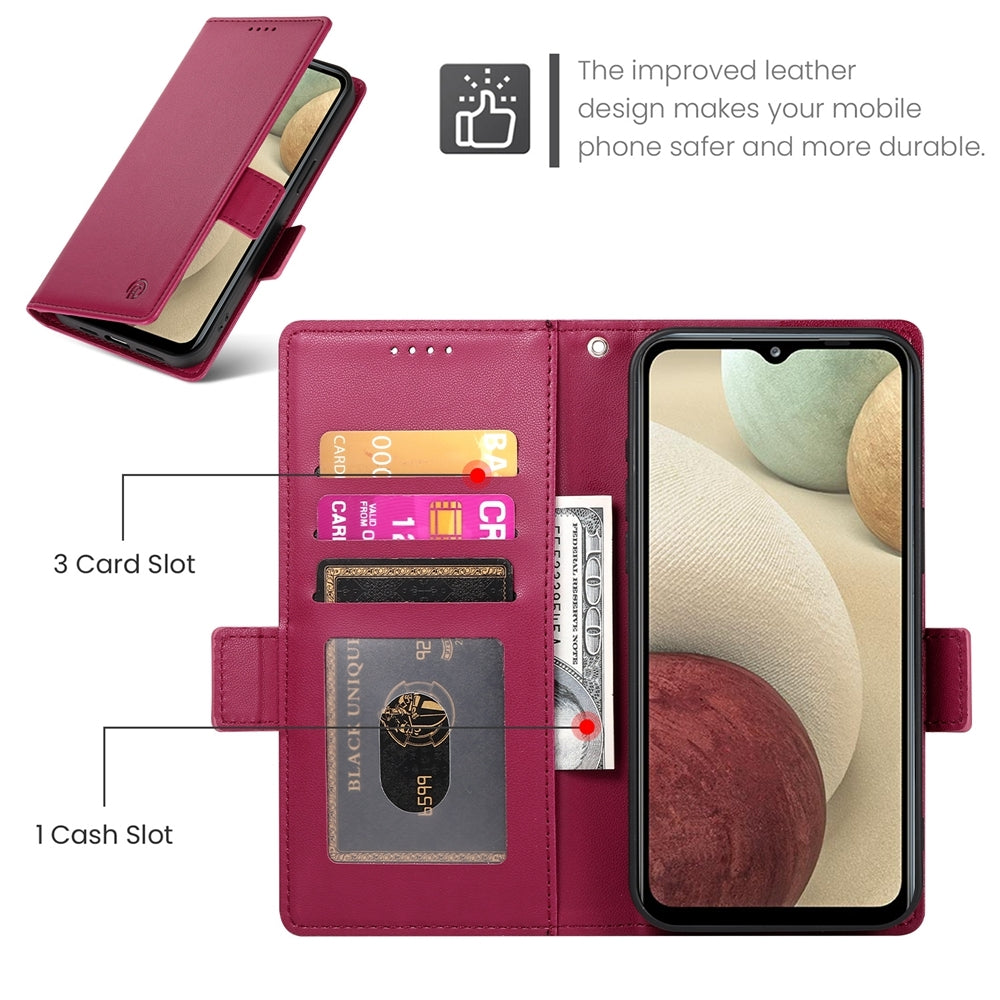 Samsung Galaxy A12 5G Magnetic Leather Wallet Case with Card Slots, Stand Function & Full Protection