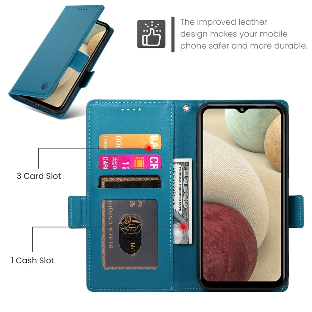 Samsung Galaxy M12 Magnetic Leather Wallet Case with Card Slots, Stand Function & Full Protection