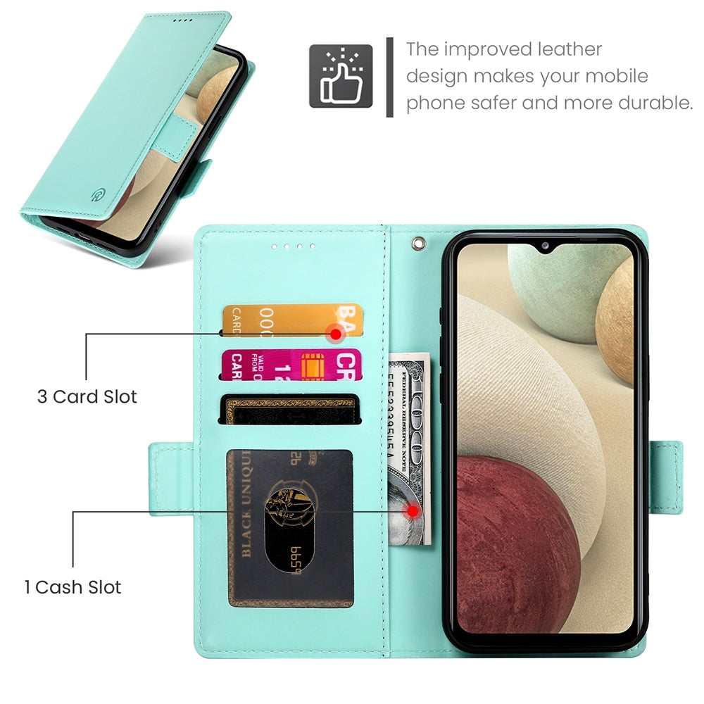 Samsung Galaxy M12 Magnetic Leather Wallet Case with Card Slots, Stand Function & Full Protection