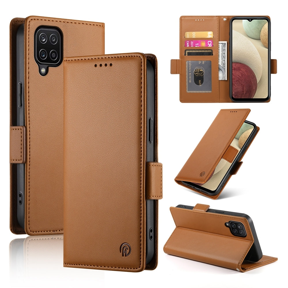 Samsung Galaxy M12 Magnetic Leather Wallet Case with Card Slots, Stand Function & Full Protection