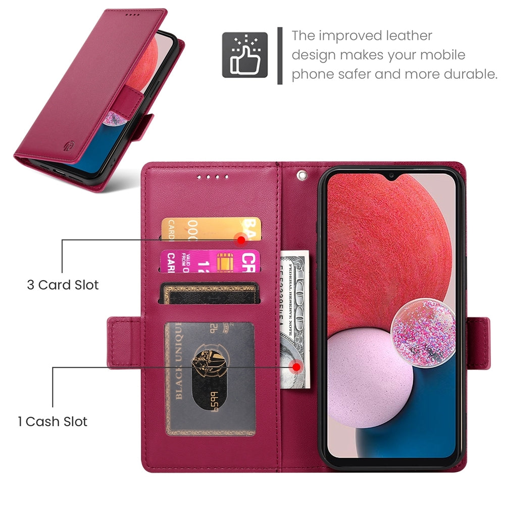 Samsung Galaxy A04s Magnetic Leather Wallet Case with Card Slots, Stand Function & Full Protection