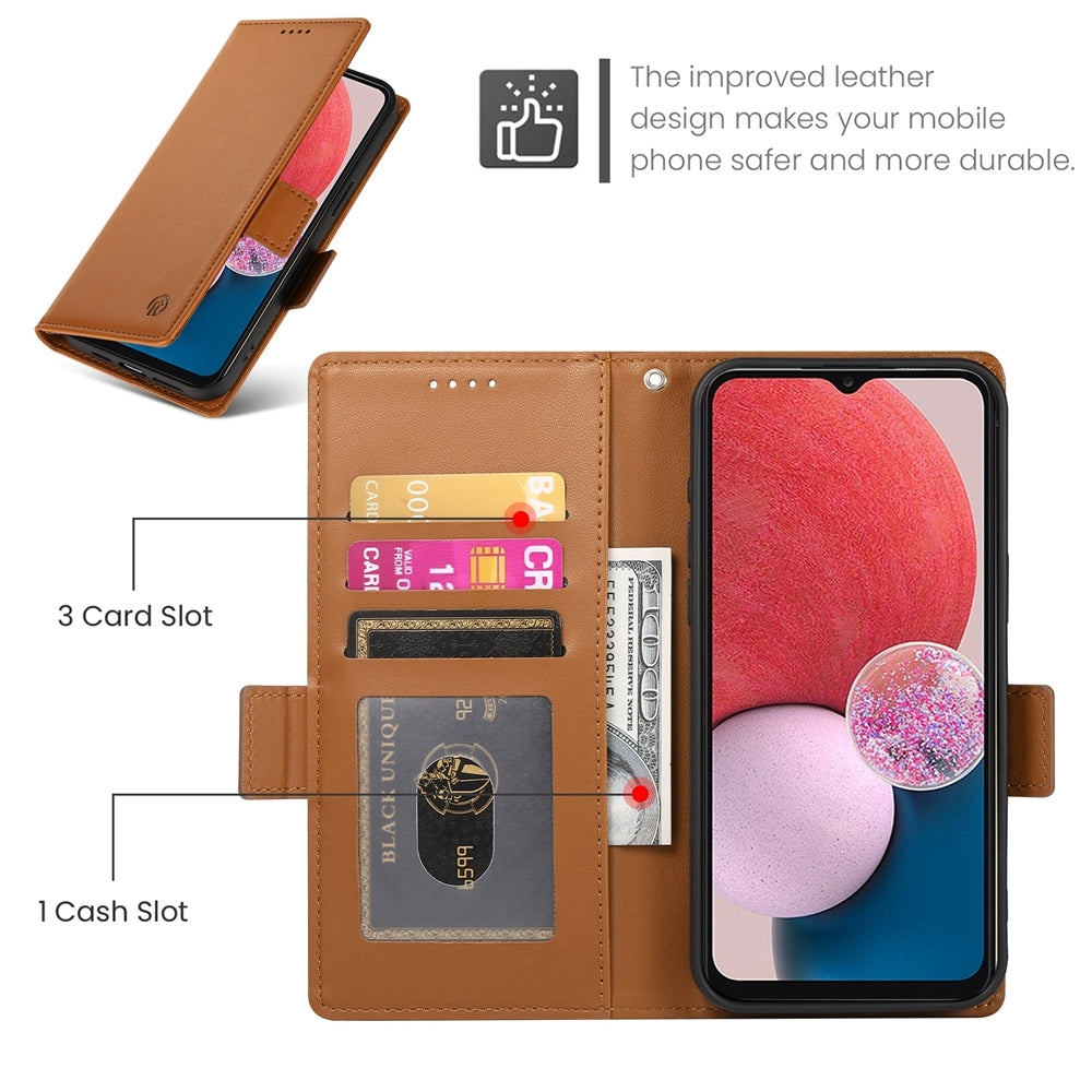 Samsung Galaxy A04s Magnetic Leather Wallet Case with Card Slots, Stand Function & Full Protection