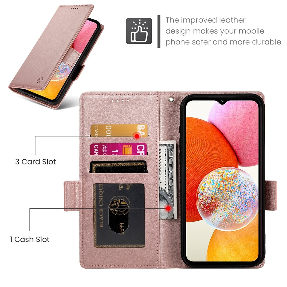 Samsung Galaxy A14 4G/5G Magnetic Leather Wallet Case with Card Slots, Stand Function & Full Protection