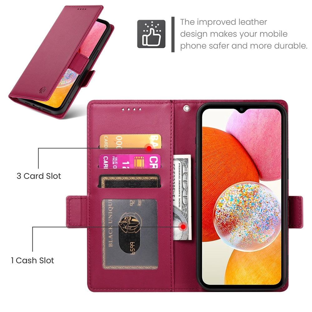 Samsung Galaxy A14 4G/5G Magnetic Leather Wallet Case with Card Slots, Stand Function & Full Protection