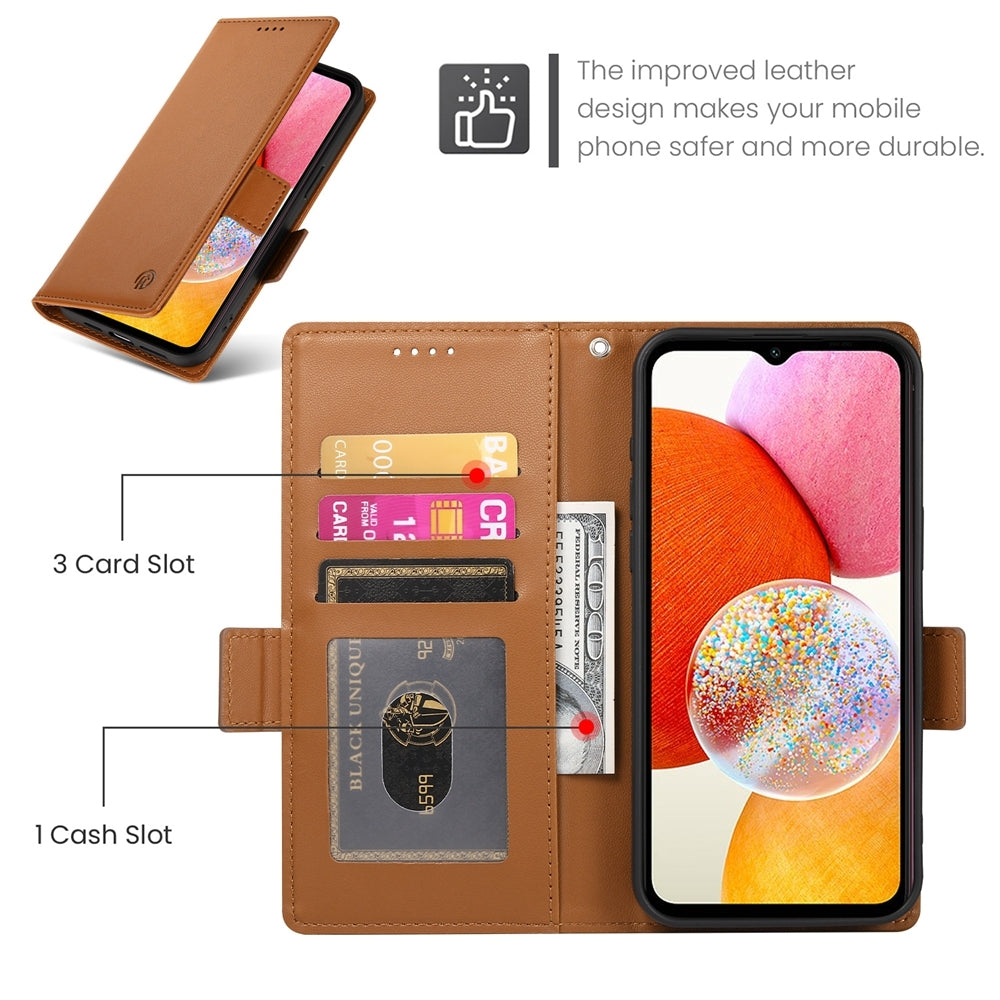 Samsung Galaxy A14 4G/5G Magnetic Leather Wallet Case with Card Slots, Stand Function & Full Protection