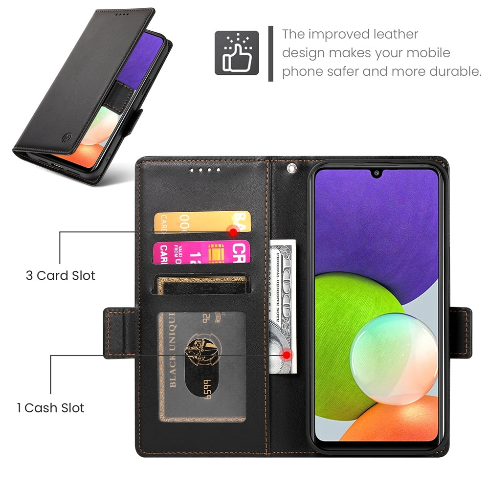Samsung Galaxy A22 4G Magnetic Leather Wallet Case with Card Slots, Stand Function & Full Protection