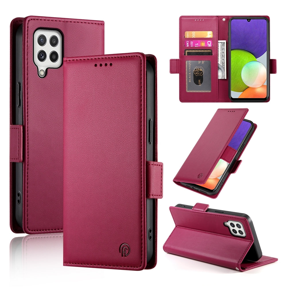 Samsung Galaxy A22 4G Magnetic Leather Wallet Case with Card Slots, Stand Function & Full Protection