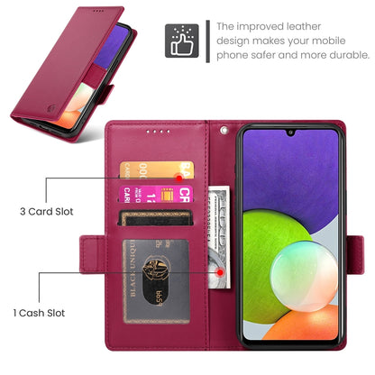 Samsung Galaxy A22 4G Magnetic Leather Wallet Case with Card Slots, Stand Function & Full Protection