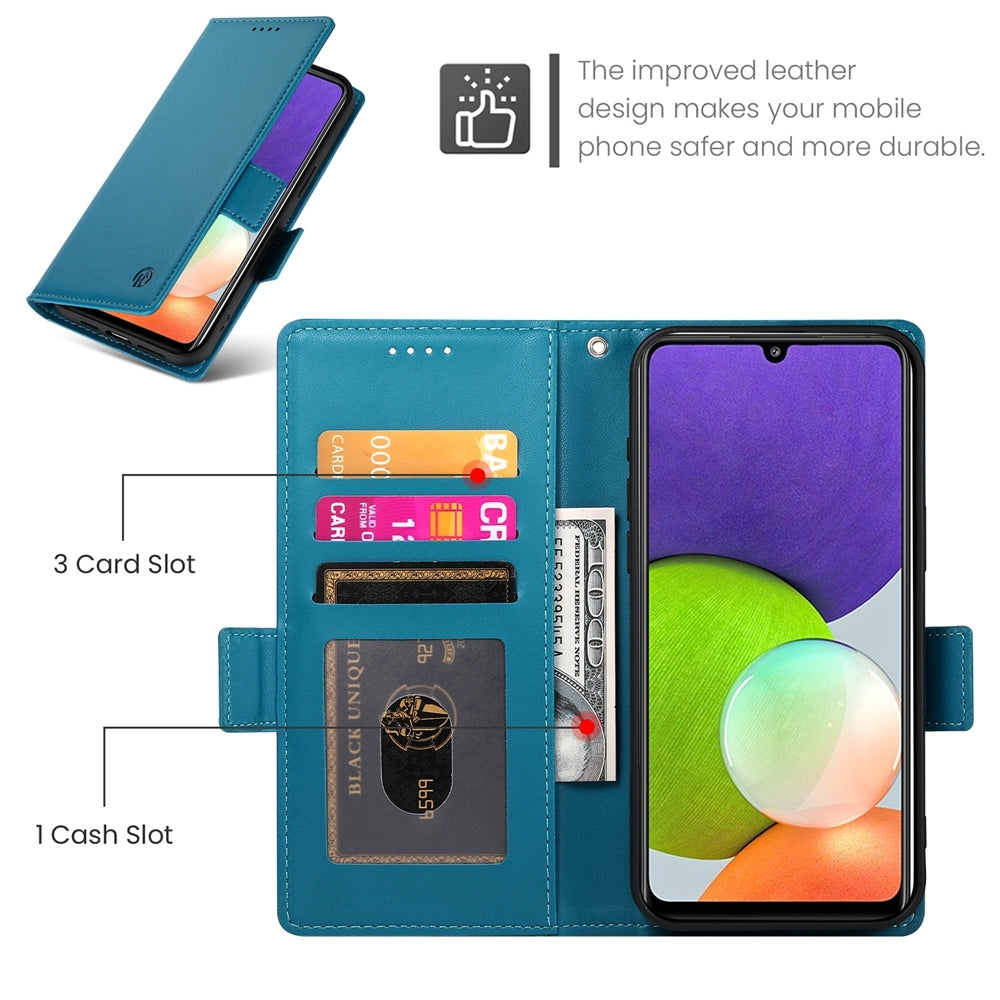 Samsung Galaxy A22 4G Magnetic Leather Wallet Case with Card Slots, Stand Function & Full Protection