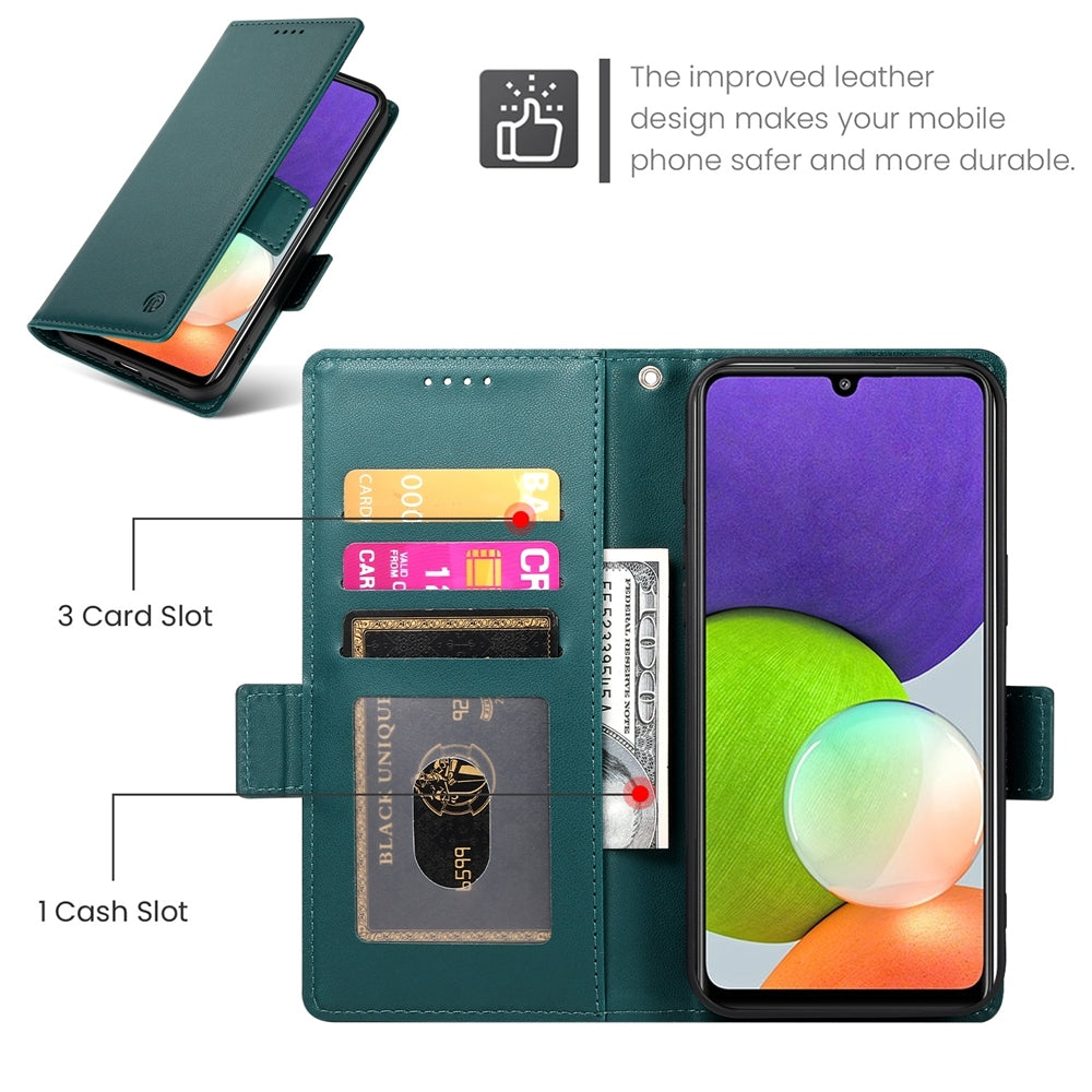 Samsung Galaxy A22 4G Magnetic Leather Wallet Case with Card Slots, Stand Function & Full Protection