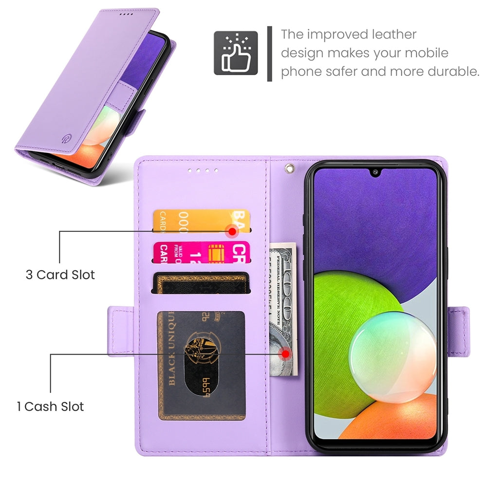 Samsung Galaxy A22 4G Magnetic Leather Wallet Case with Card Slots, Stand Function & Full Protection
