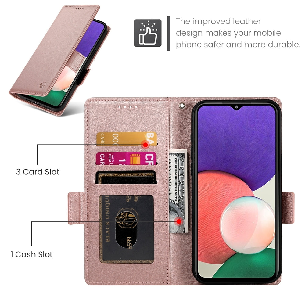 Samsung Galaxy F42 5G Magnetic Leather Wallet Case with Card Slots, Stand Function & Full Protection