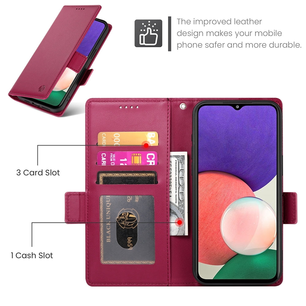 Samsung Galaxy F42 5G Magnetic Leather Wallet Case with Card Slots, Stand Function & Full Protection