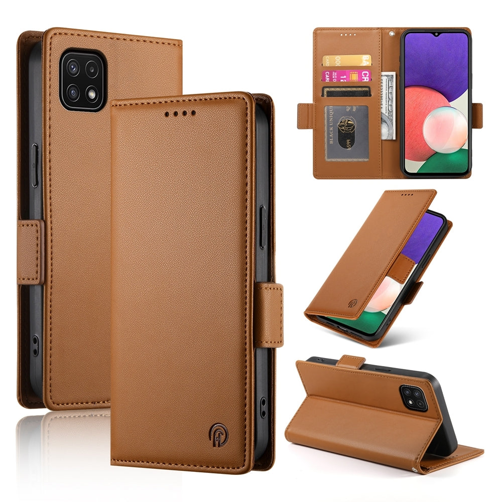 Samsung Galaxy A22 5G Magnetic Leather Wallet Case with Card Slots, Stand Function & Full Protection