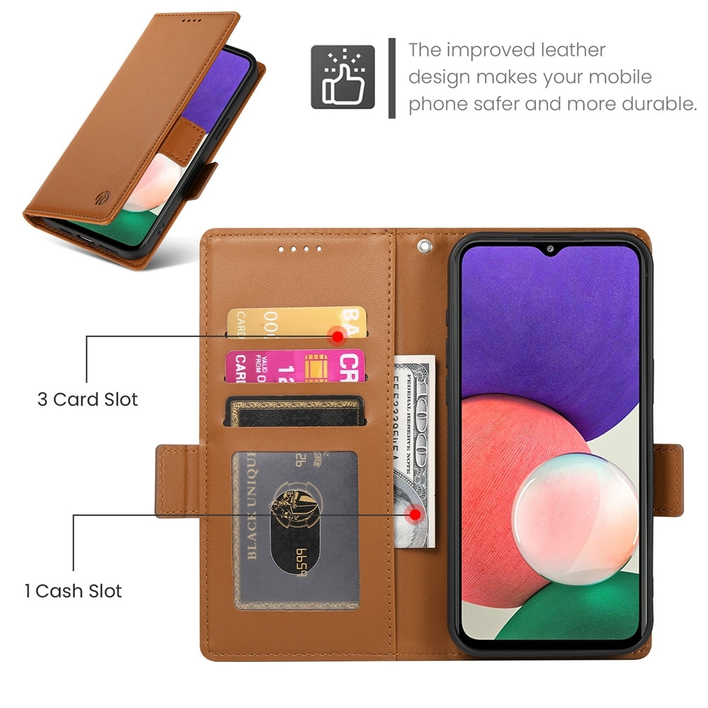 Samsung Galaxy F42 5G Magnetic Leather Wallet Case with Card Slots, Stand Function & Full Protection