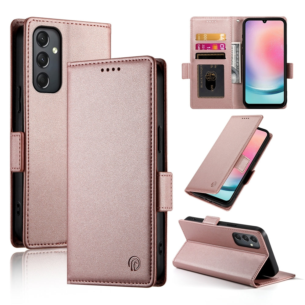 Samsung Galaxy A24 4G Global Magnetic Leather Wallet Case with Card Slots, Stand Function & Full Protection