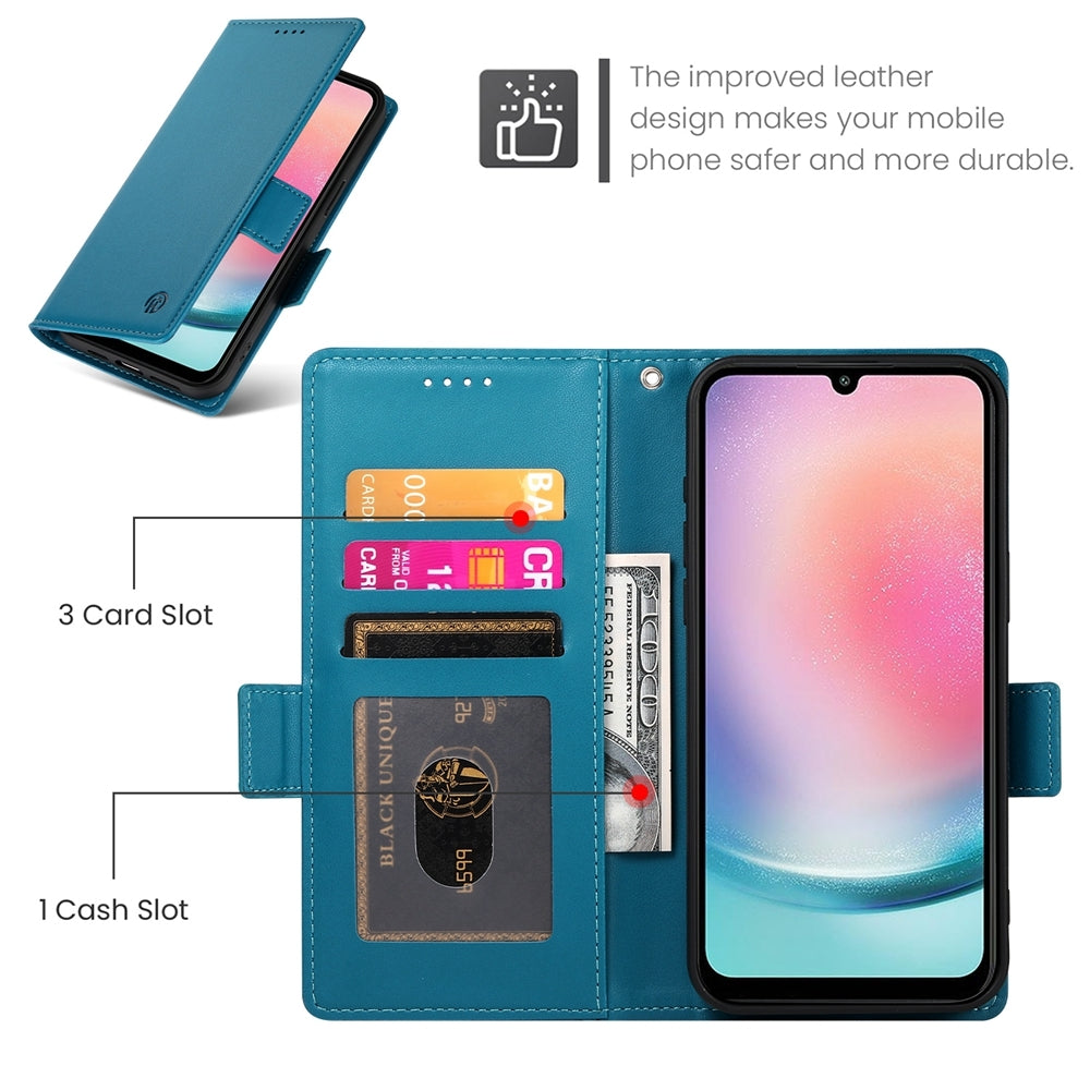 Samsung Galaxy A24 4G Global Magnetic Leather Wallet Case with Card Slots, Stand Function & Full Protection