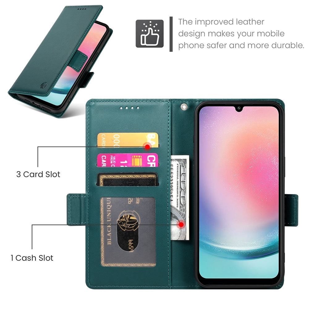Samsung Galaxy A24 4G Global Magnetic Leather Wallet Case with Card Slots, Stand Function & Full Protection