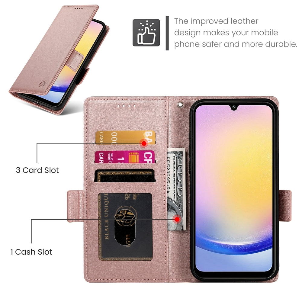 Samsung Galaxy A25 5G Global Magnetic Leather Wallet Case with Card Slots, Stand Function & Full Protection
