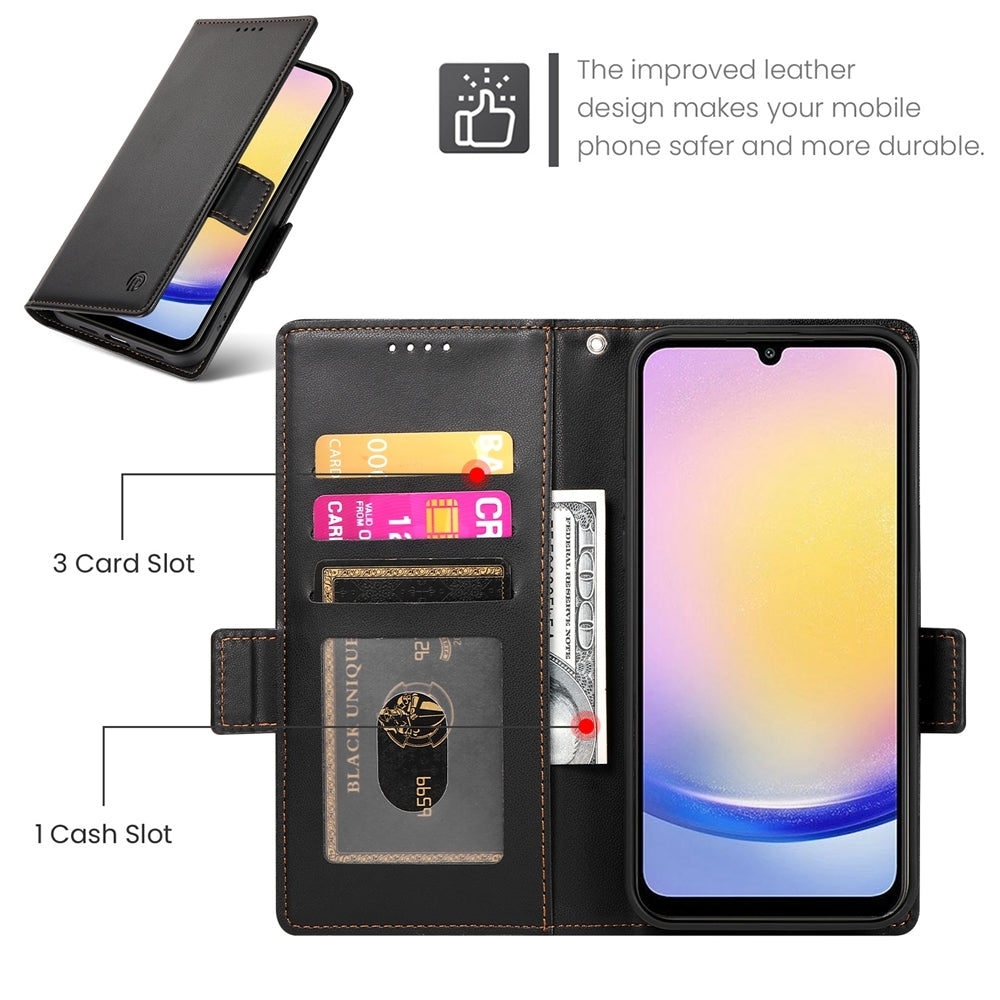 Samsung Galaxy A25 5G Global Magnetic Leather Wallet Case with Card Slots, Stand Function & Full Protection