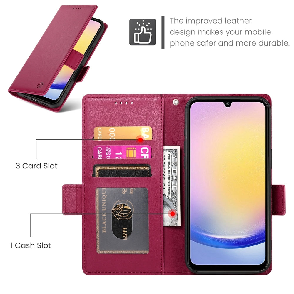 Samsung Galaxy A25 5G Global Magnetic Leather Wallet Case with Card Slots, Stand Function & Full Protection
