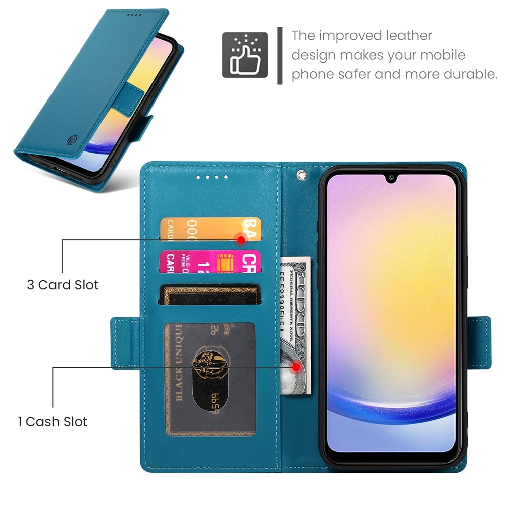 Samsung Galaxy A25 5G Global Magnetic Leather Wallet Case with Card Slots, Stand Function & Full Protection