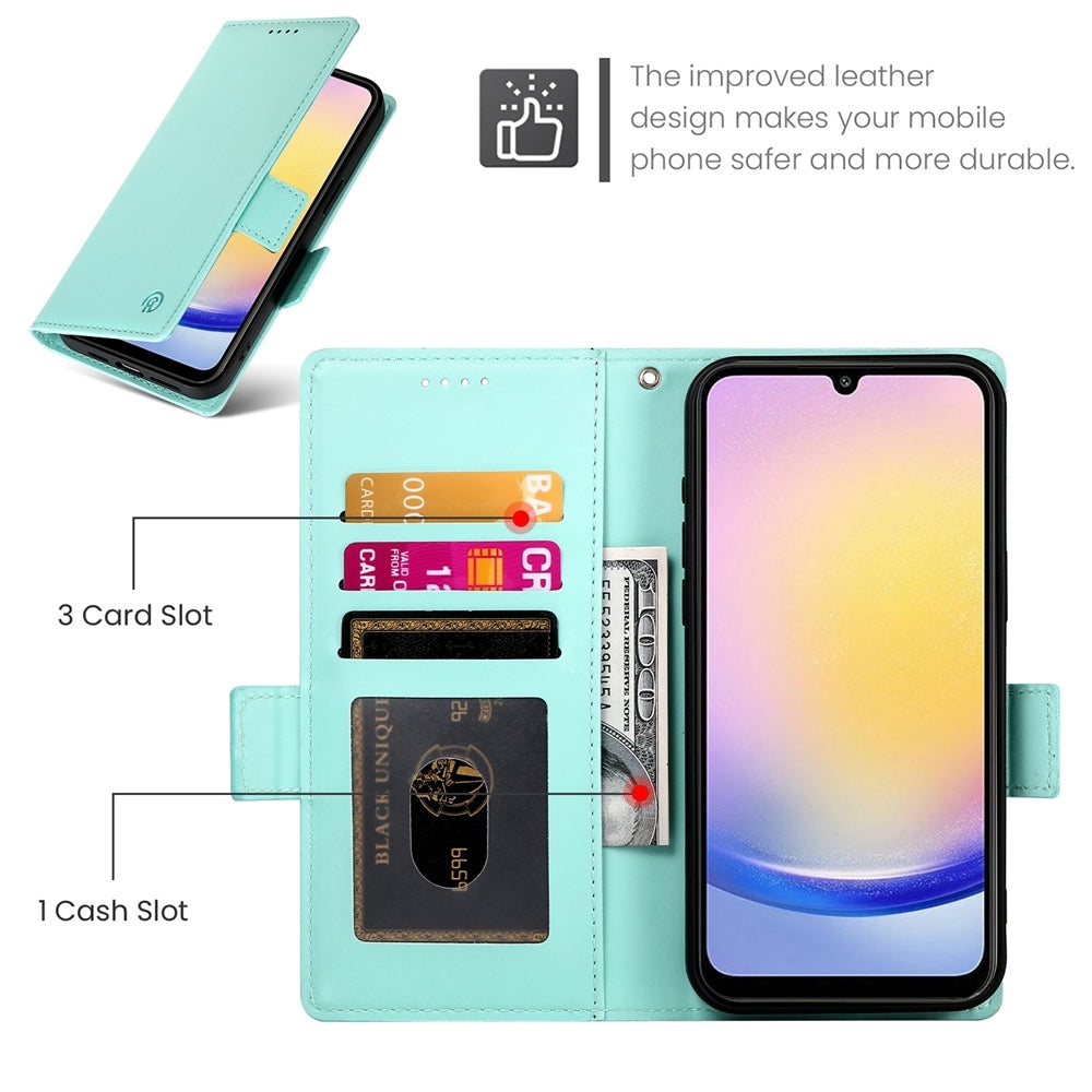 Samsung Galaxy A25 5G Global Magnetic Leather Wallet Case with Card Slots, Stand Function & Full Protection
