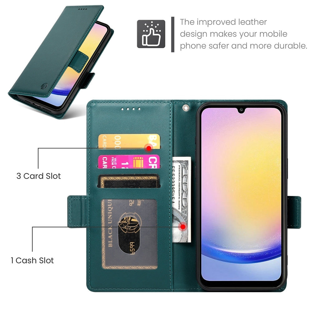 Samsung Galaxy A25 5G Global Magnetic Leather Wallet Case with Card Slots, Stand Function & Full Protection