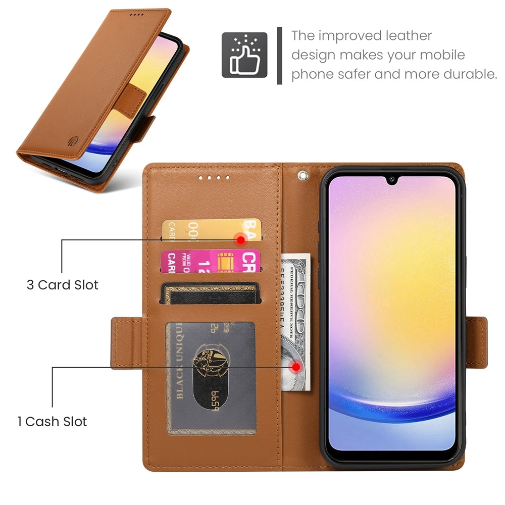 Samsung Galaxy A25 5G Global Magnetic Leather Wallet Case with Card Slots, Stand Function & Full Protection