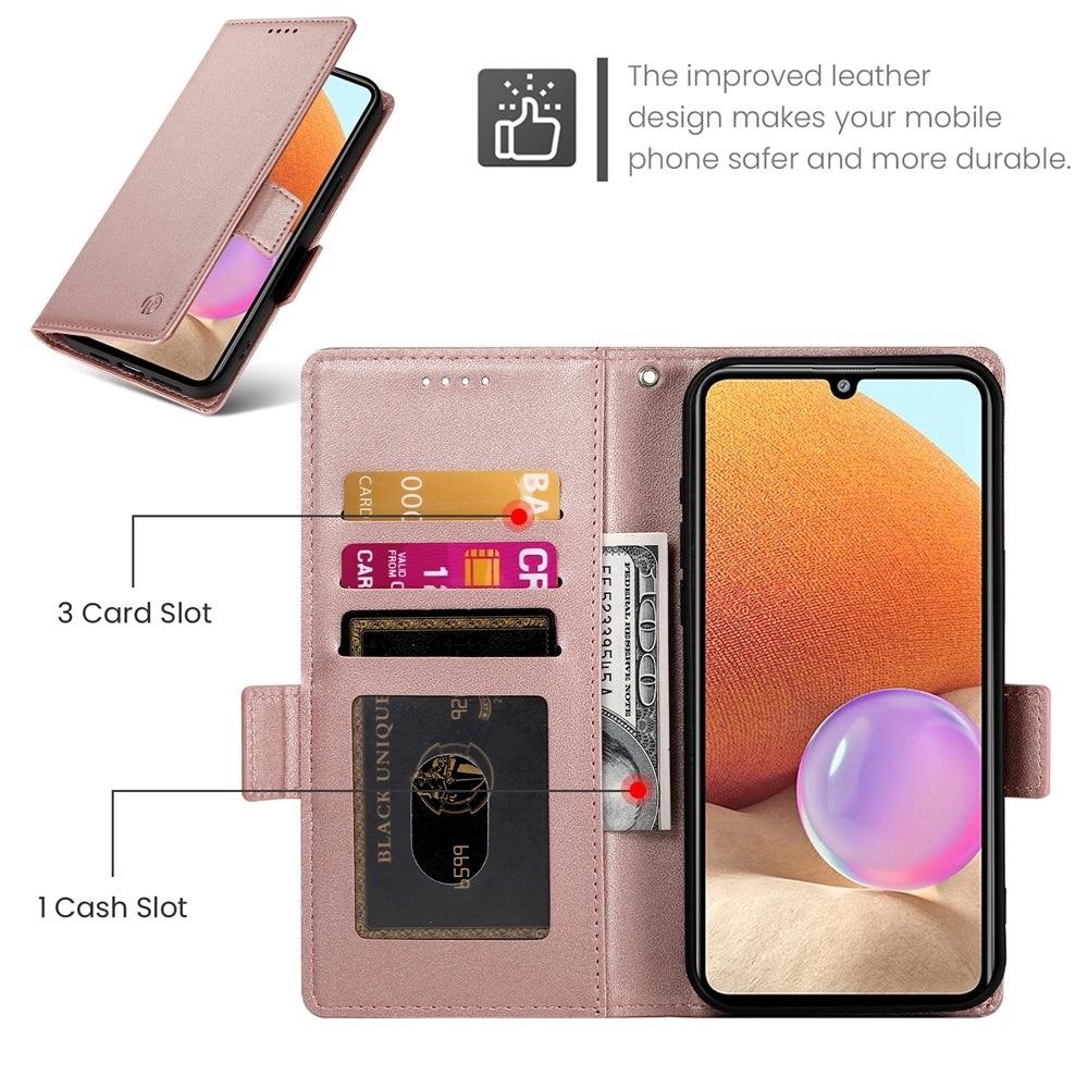 Samsung Galaxy A32 4G Magnetic Leather Wallet Case with Card Slots, Stand Function & Full Protection