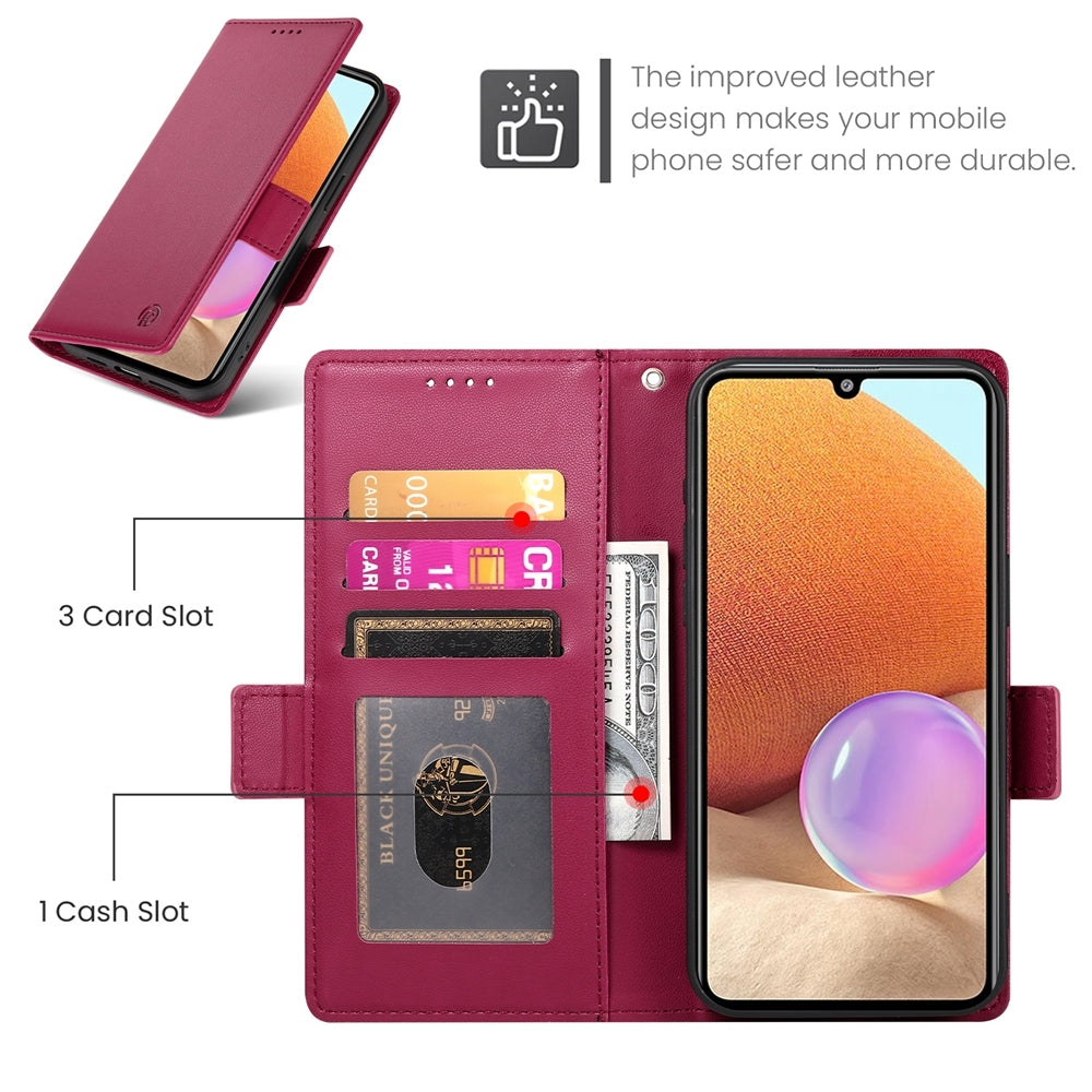 Samsung Galaxy A32 4G Magnetic Leather Wallet Case with Card Slots, Stand Function & Full Protection