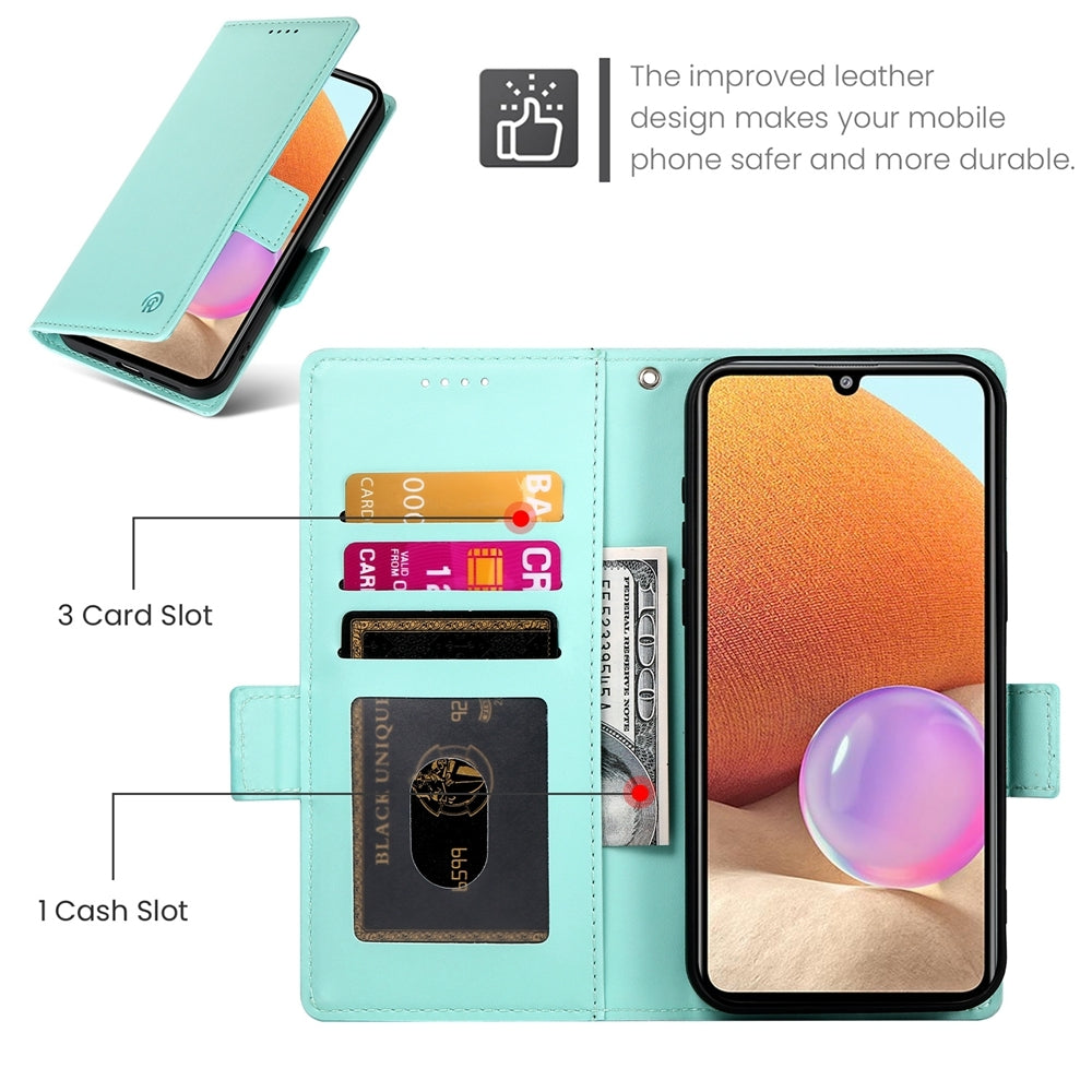 Samsung Galaxy A32 4G Magnetic Leather Wallet Case with Card Slots, Stand Function & Full Protection