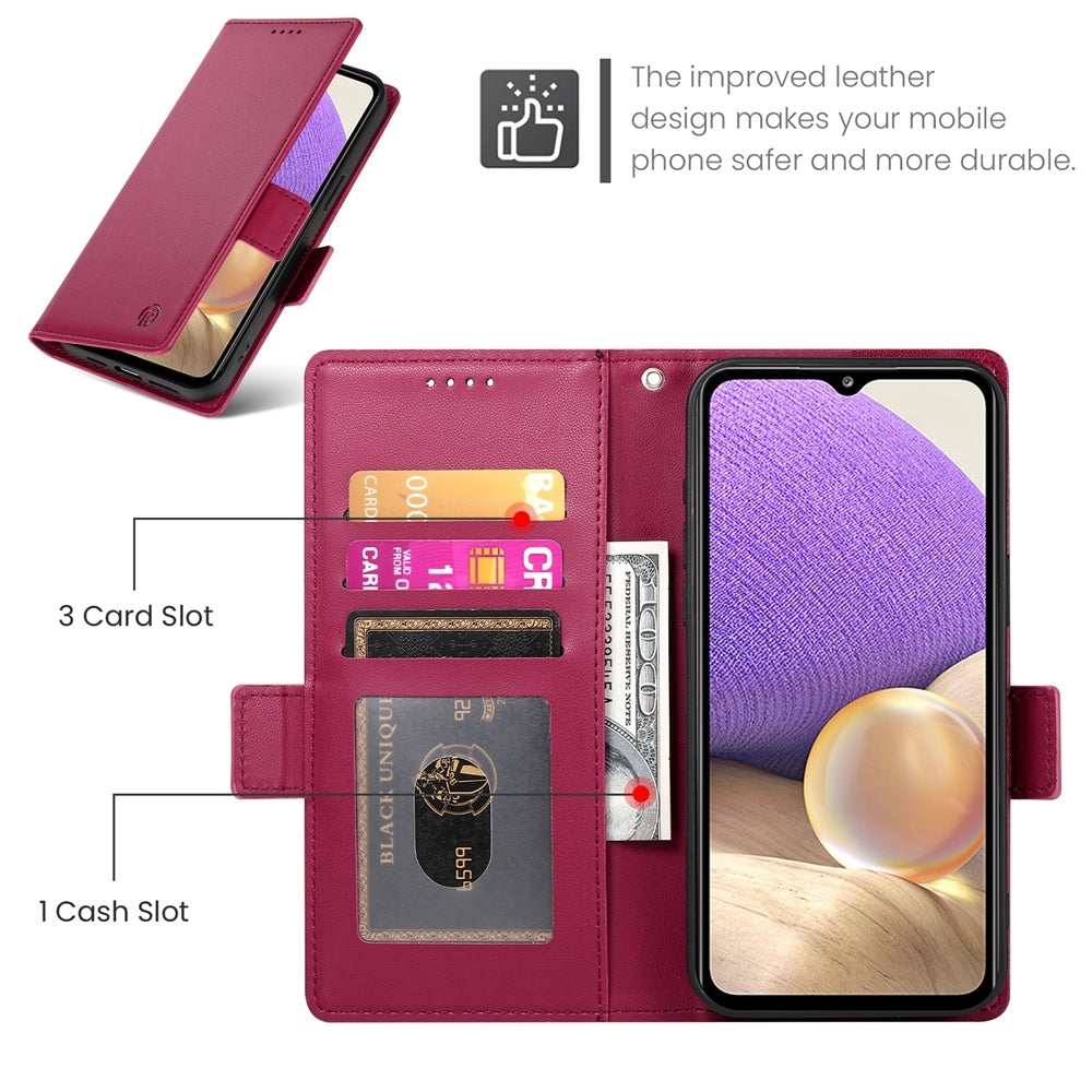 Samsung Galaxy M32 5G Magnetic Leather Wallet Case with Card Slots, Stand Function & Full Protection