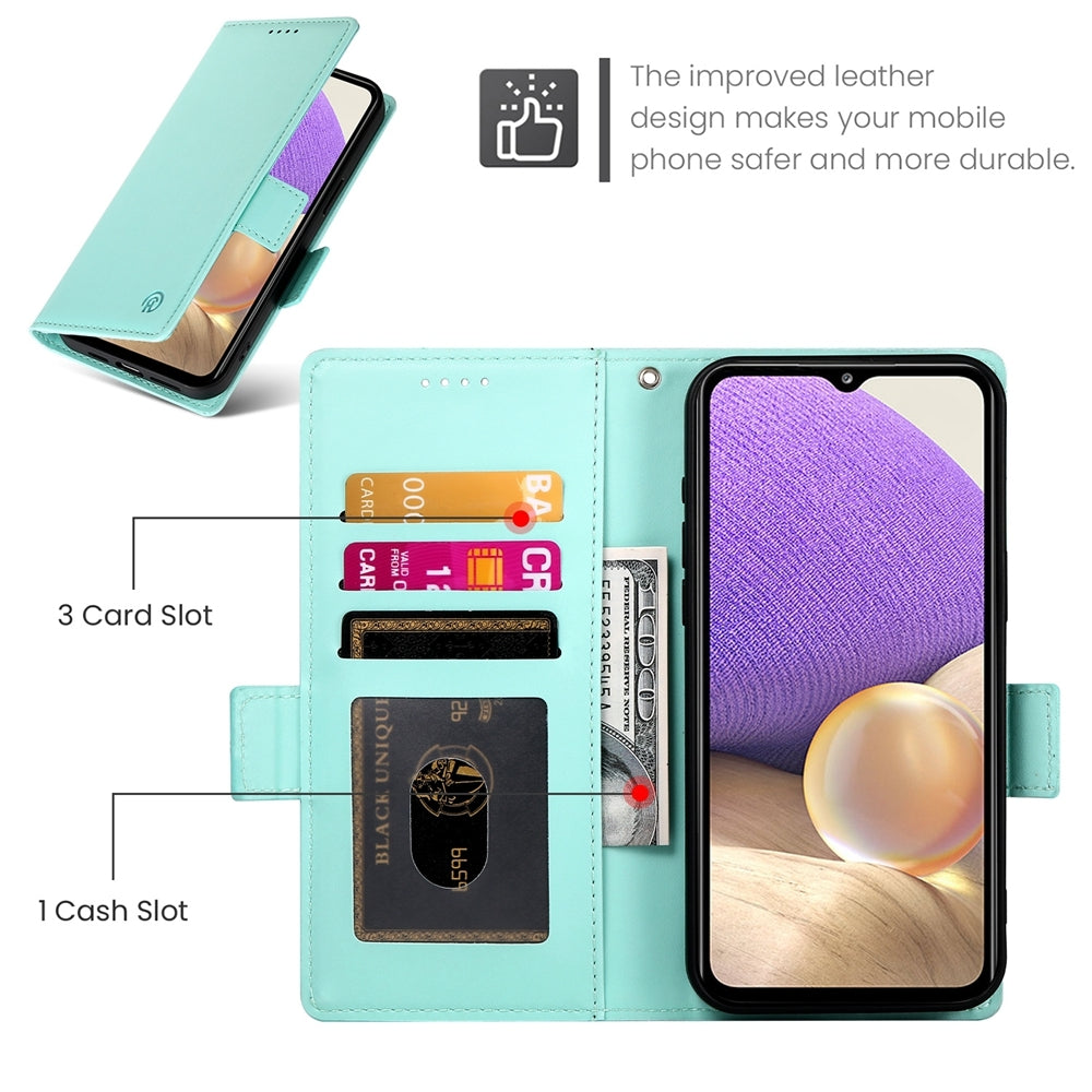 Samsung Galaxy M32 5G Magnetic Leather Wallet Case with Card Slots, Stand Function & Full Protection